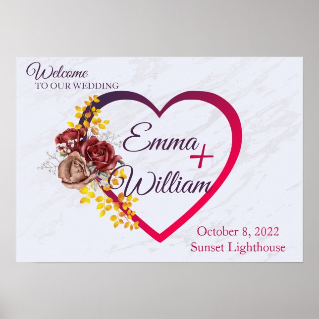 Personalised Wedding Welcome Sign (Front)