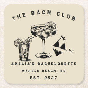 Personalised Weekend Trip Beach Bachelorette Party Square Paper Coaster