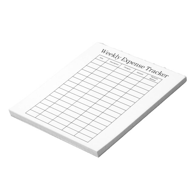 Personalised Weekly Expense Tracker Notepad (Rotated)