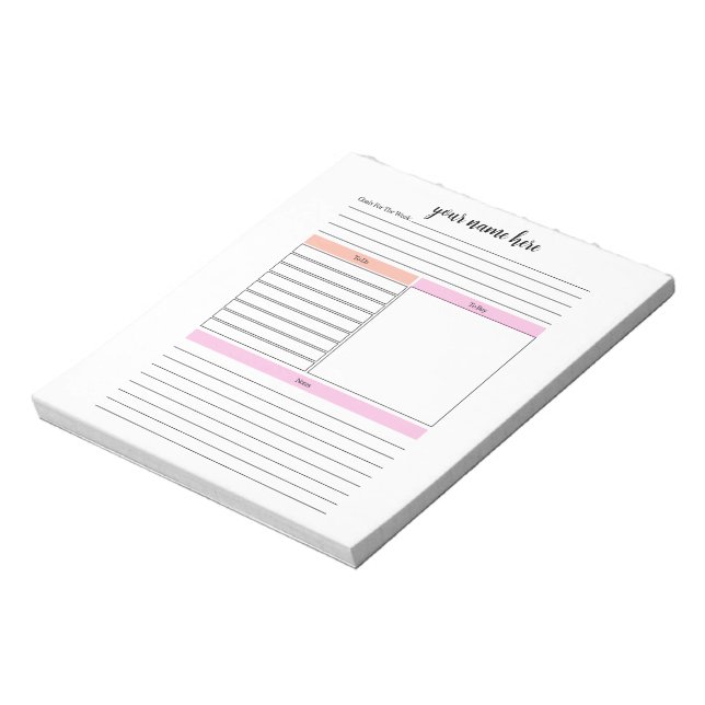 Personalised Weekly Overview Planner Notepad (Rotated)