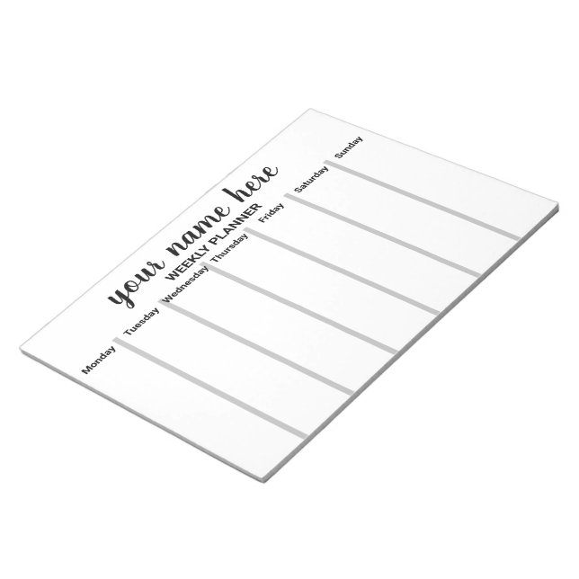 Personalised Weekly Planner Notepad (Angled)