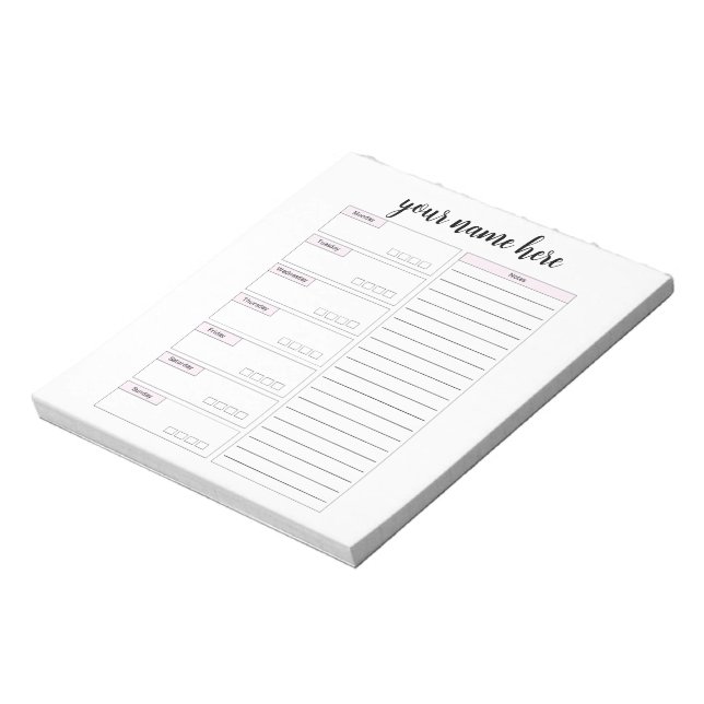 Personalised Weekly Planner Notepad (Rotated)