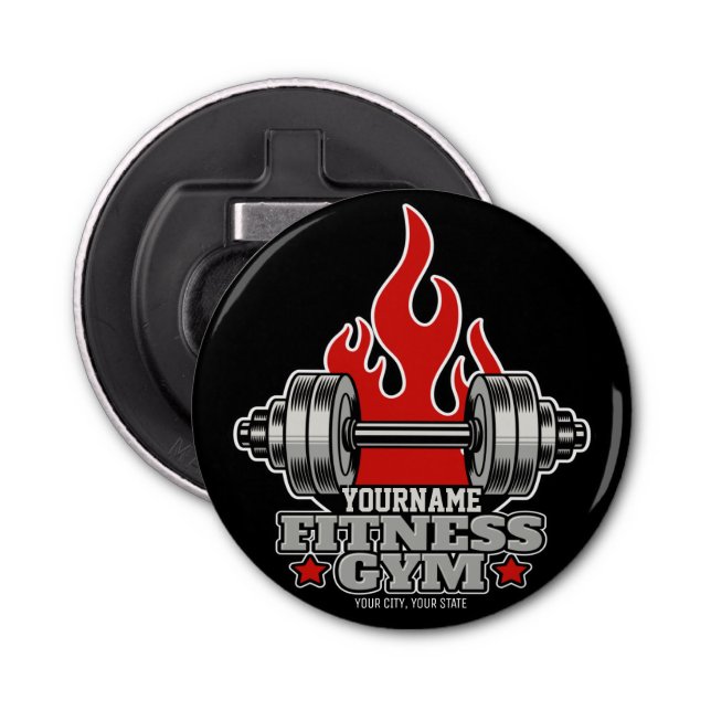Personalised Weight Lifting Dumbbell Fitness Gym Bottle Opener (Front)