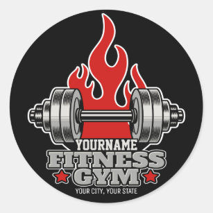 Personalised Weight Lifting Dumbbell Fitness Gym Classic Round Sticker