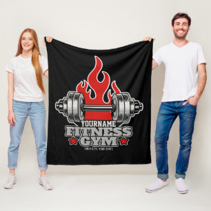 Personalised Weight Lifting Dumbbell Fitness Gym Fleece Blanket
