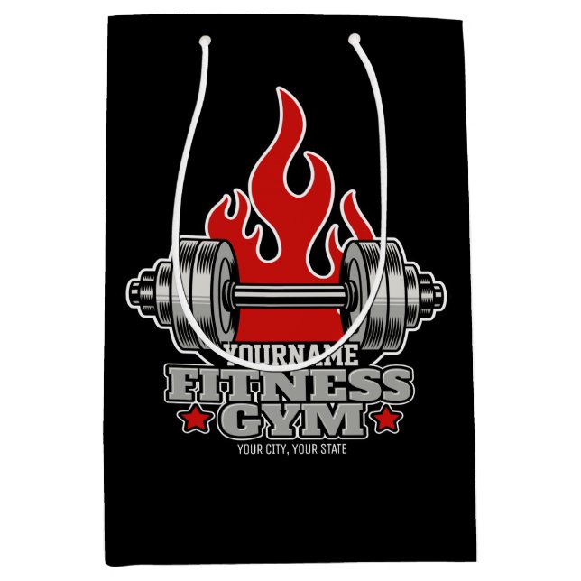 Personalised Weight Lifting Dumbbell Fitness Gym Medium Gift Bag