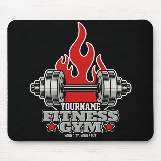 Personalised Weight Lifting Dumbbell Fitness Gym Mouse Mat (Front)