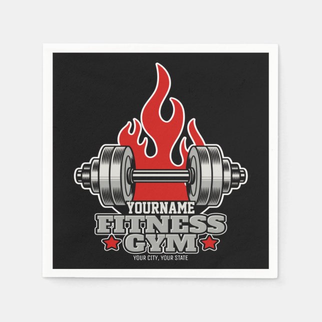 Personalised Weight Lifting Dumbbell Fitness Gym Napkin (Front)