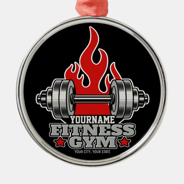 Personalised Weight Lifting Dumbbell Fitness Gym T Metal Tree Decoration (Front)