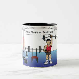 Personalised Weightlifter - Male Cartoon Two-Tone Coffee Mug