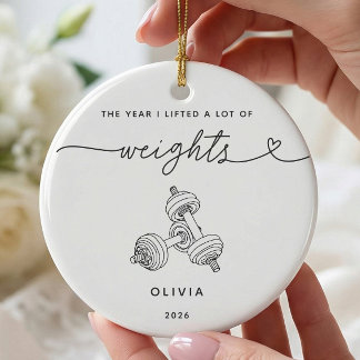 Personalised Weightlifting Christmas Ornament