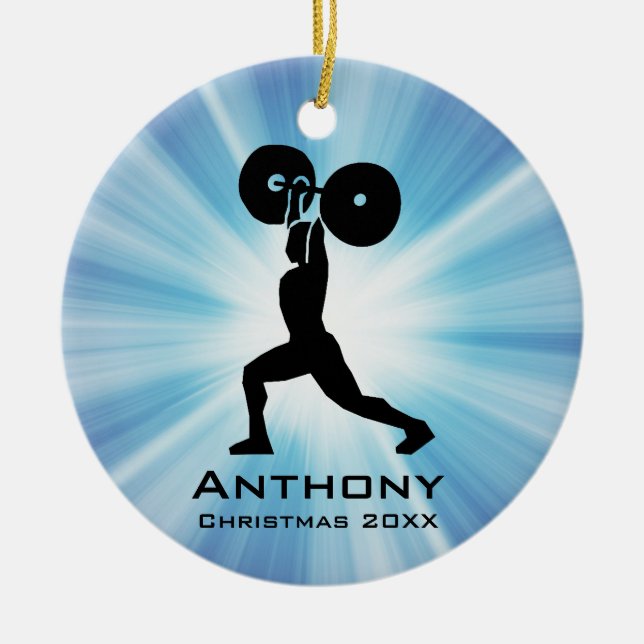 Personalised Weightlifting Design Ornament (Front)