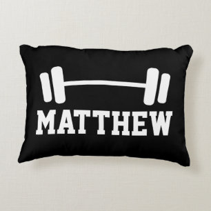 Personalised weightlifting dumbbell throw pillow