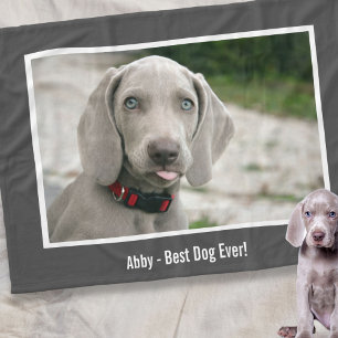 Personalised Weimaraner Dog Photo and Dog Name Fleece Blanket