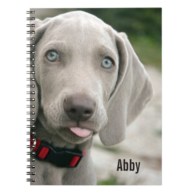 Personalised Weimaraner Dog Photo and Dog Name Notebook (Front)