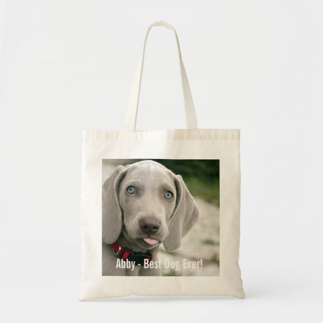Personalised Weimaraner Dog Photo and Dog Name Tote Bag (Front)