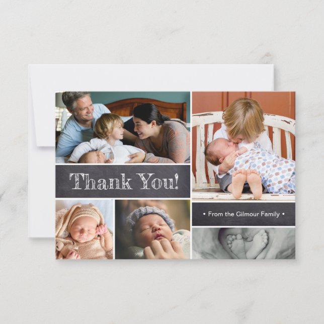 Personalised Welcome Baby Thank you Photo Collage Invitation (Front)