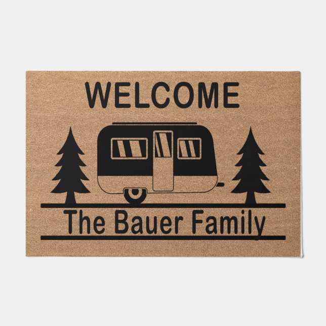 Personalised Welcome Camping Mat, Unique  Doormat (Front)