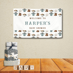 Personalised Welcome Cowboy Pattern Baby Shower Banner