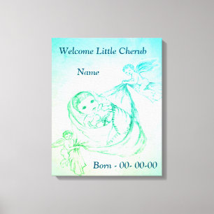 Personalised Welcome Little Cherub Canvas Print