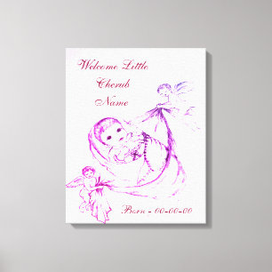 Personalised Welcome Little Cherub Canvas Print