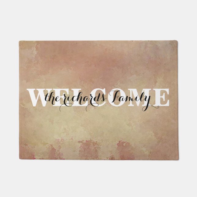 Personalised Welcome Modern Funny Family Monogram Doormat (Front)