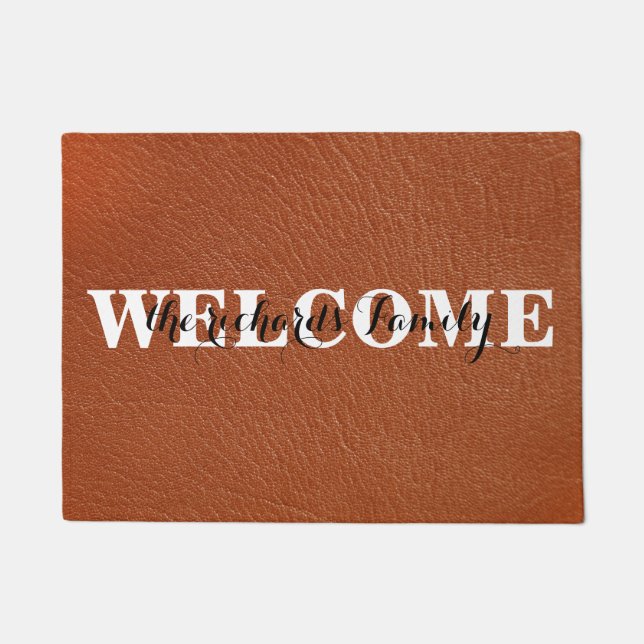 Personalised Welcome Modern Funny Family Monogram Doormat (Front)