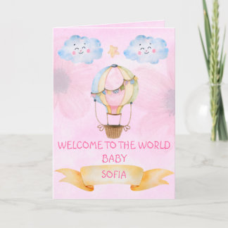 Personalised Welcome New Born, New Baby Girl Card