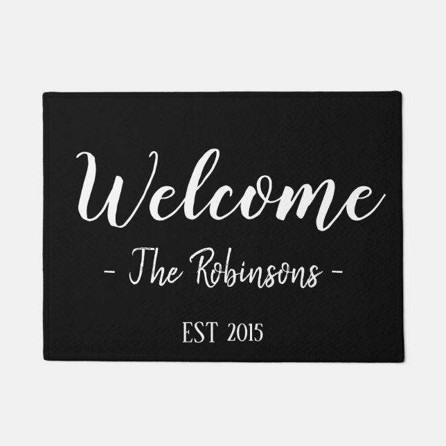 Personalised Welcome Script Modern Doormat (Front)