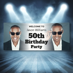 Personalised Welcome Sign Photo Men 50th Birthday