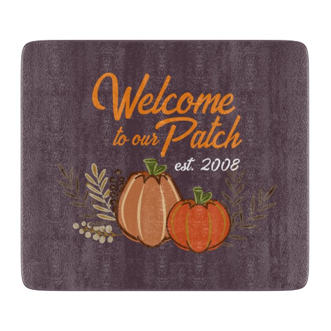 Personalised Welcome to our Autumn Pumpkin Patch Cutting Board (Front)