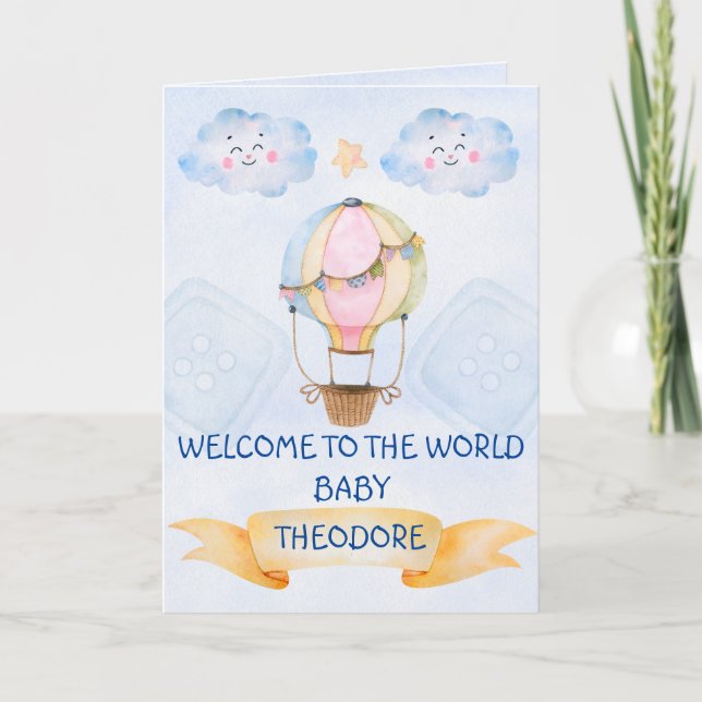 Personalised Welcome to The World, New Baby Card (Front)