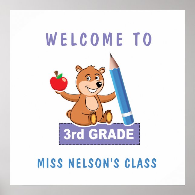 Personalised Welcome to Third Grade Poster (Front)