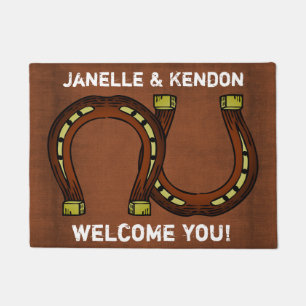 Personalised "Welcome" With Two Horseshoes Doormat