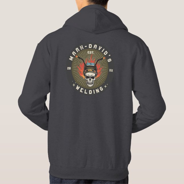Personalised Welder Metal Worker Welding Workshop Hoodie (Back)