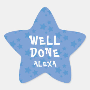 Personalised Well Done Teacher Encouragement Blue Star Sticker
