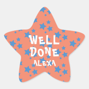Personalised Well Done Teacher Encouragement Cute Star Sticker