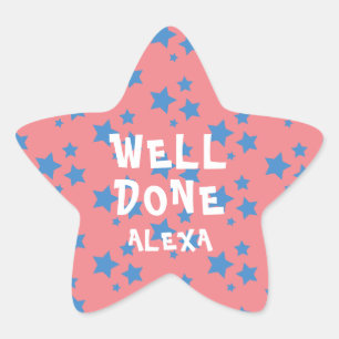 Personalised Well Done Teacher Encouragement Pink Star Sticker