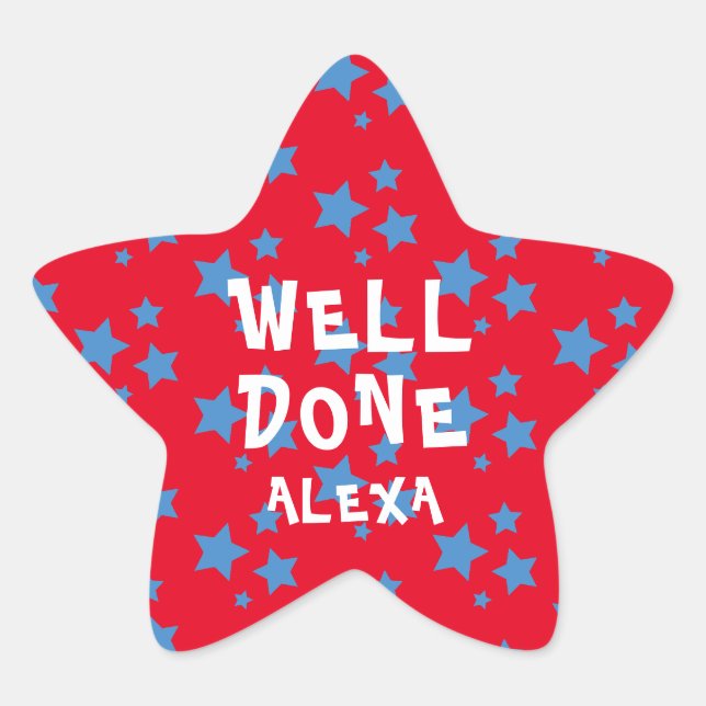 Personalised Well Done Teacher Encouragement  Star Sticker (Front)