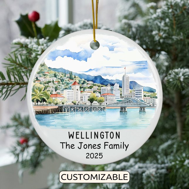 Personalised Wellington Ornament, New Zealand Ceramic Tree Decoration (Creator Uploaded)
