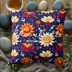 Personalised Wellness Floral Cushion with Quote