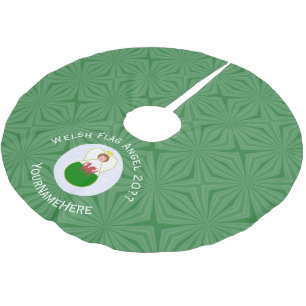 Personalised Welsh Angel Christmas Flag Brushed Polyester Tree Skirt