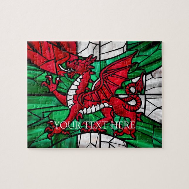 Personalised Welsh Red Dragon Designer Jigsaw Puzz Jigsaw Puzzle (Horizontal)