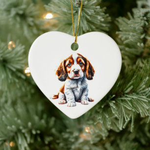 Personalised Welsh Springer Spaniel Puppy Ceramic Tree Decoration