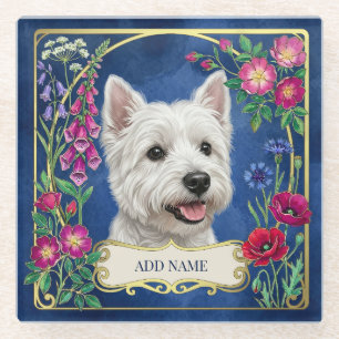 Personalised West Highland Dog Blue Coaster
