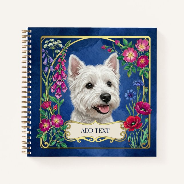 Personalised West Highland Dog Blue Notebook (Front)