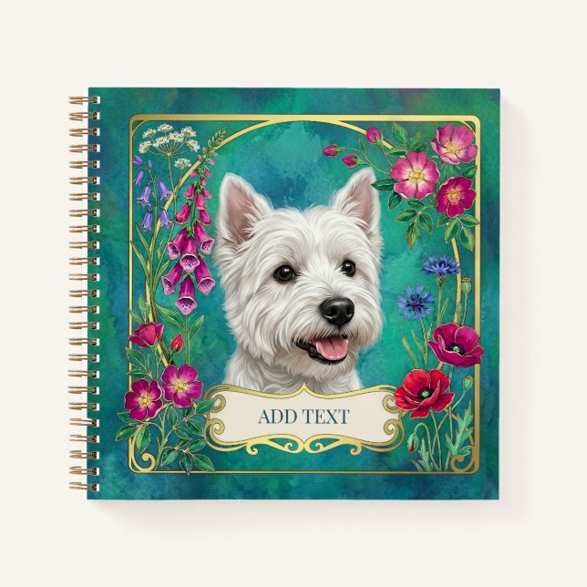 Personalised West Highland Dog Teal Notebook (Front)