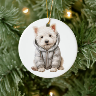 Personalised West Highland White Terrier Dog Ceramic Tree Decoration