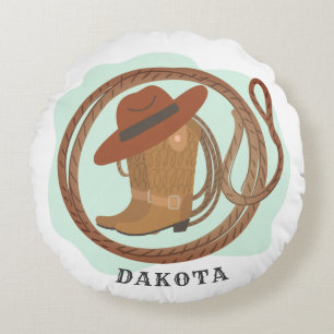 Personalised Western Cowboy Boy's Room Round Cushion