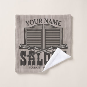 Personalised Western Rifle Guns Old Saloon Bar   Bath Towel Set